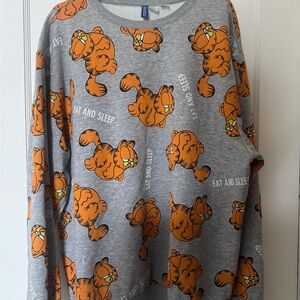 Divided Men Garfield All-Over Print Sweatshirt - Gray & Orange